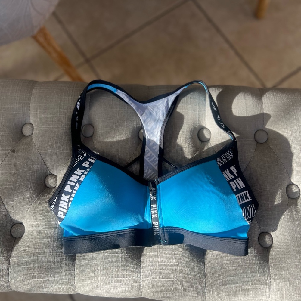 PINK Victoria's Secret Teal and Black Sports Bra